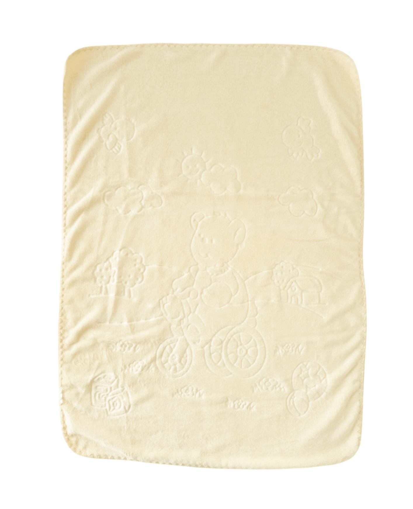 小熊自行车素色压花毛毯